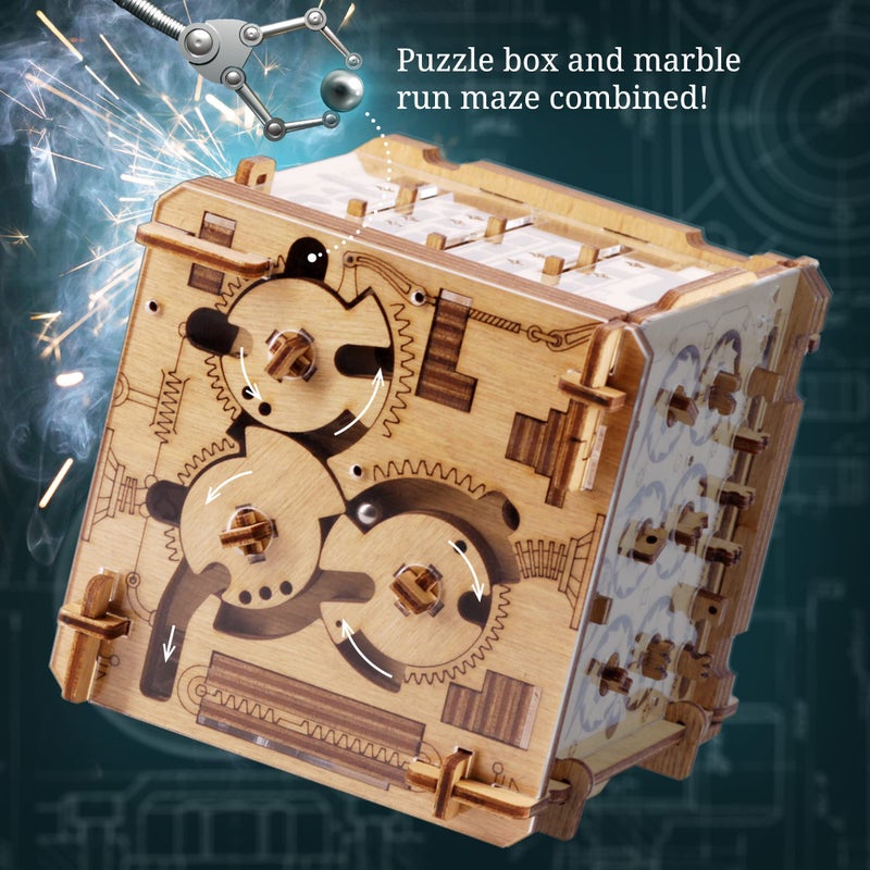 iDventure Cluebox Cambridge Labyrinth - Wooden 3D Puzzle Box - Escape Room Brain Teaser Gift - Money Puzzle Box for Adults & Men - Image 3